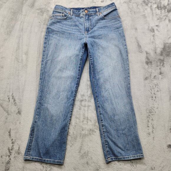 Bandolino Blu Jeans Womens 8 Blue Karyn Boyfriend Mid Rise Straight Leg Crop - Picture 1 of 11